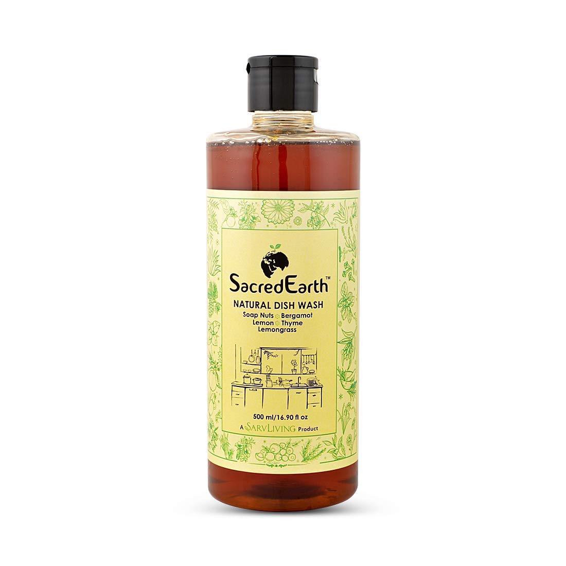 Natural Dish Wash liquid - With Soap Nuts,Lemon,Lemongrass, Thyme And Bergamot - 500ml
