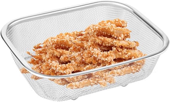 Rectangle Colander Basket - Stainless Steel Mesh, Durable Kitchen Sieve