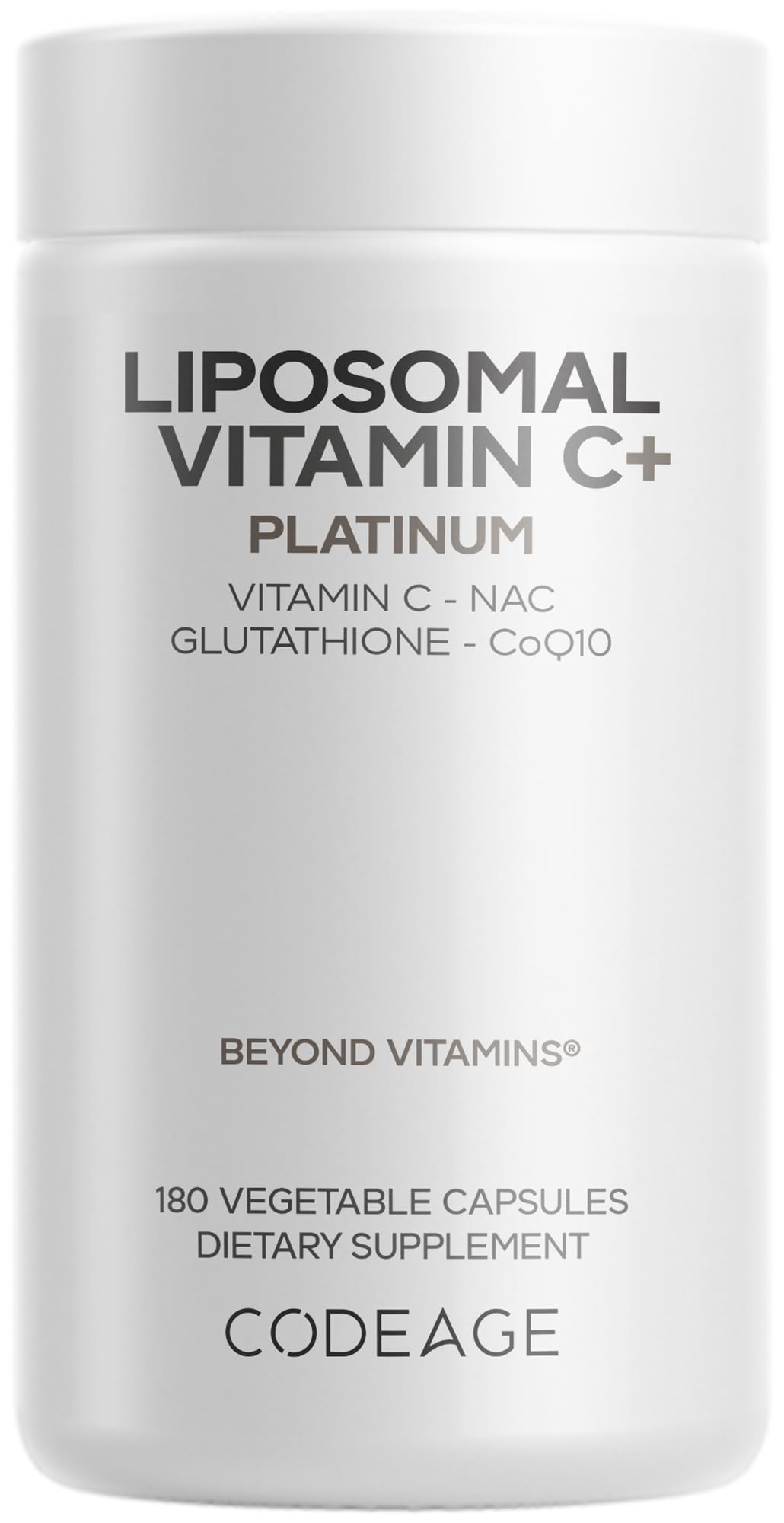 Codeage Liposomal Vitamin C+ Platinum - 1000 Mg Vitamin C Vitamins, Glutathione, NAC (N Acetyl Cysteine), Resveratrol, CoQ10, Rutin, Elderberry,