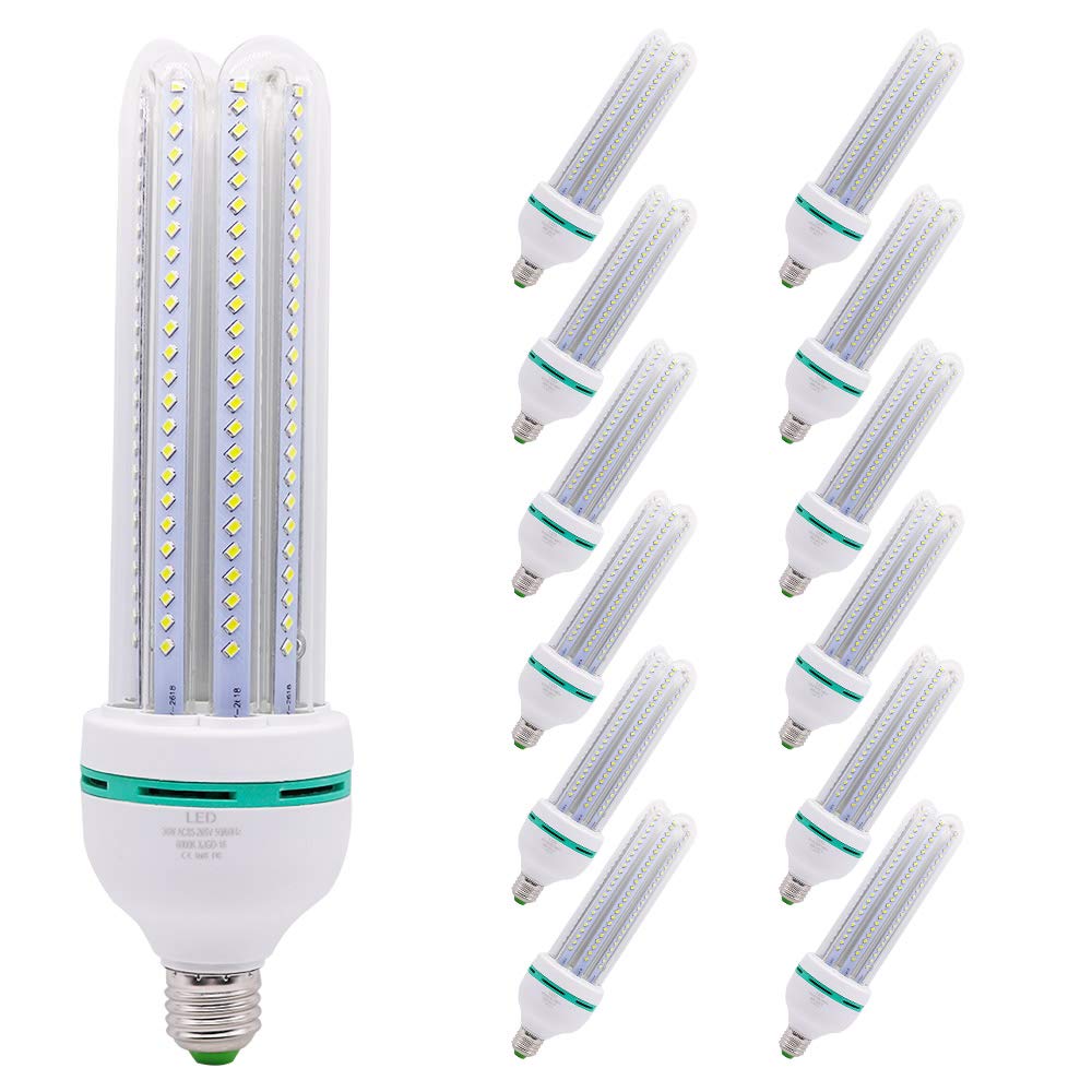 Xindaxin - Juego de 12 bombillas LED (E27, 36 W, luz blanca fría, 6000 K, aptas para bares, cafeterías, restaurantes, etc.)