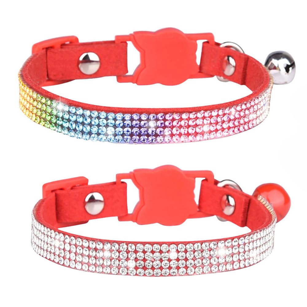 Collar de gato con Airtag rojo XS ideal para paseos seguros en felinos con pedrería