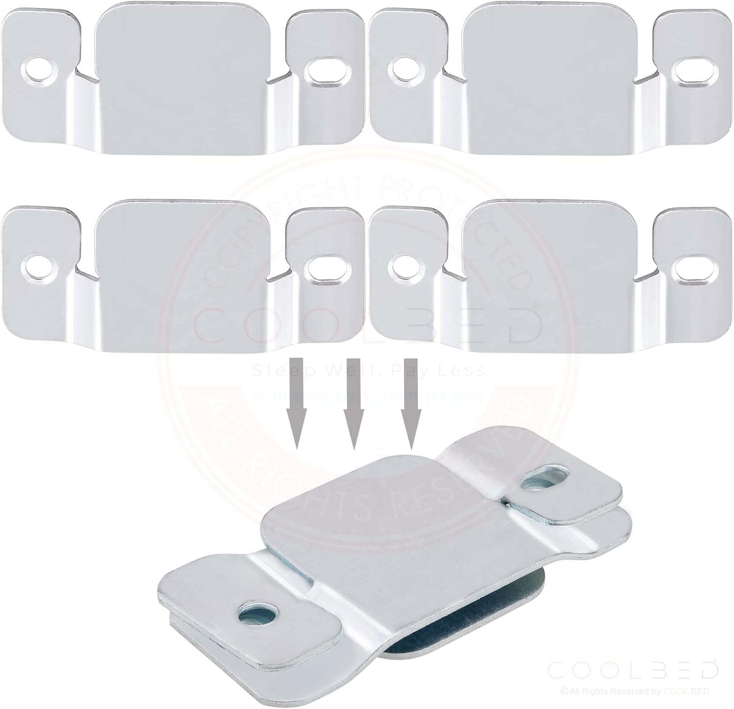 6 x FLUSH CONCEALED MOUNT BRACKET, HEAVY DUTY INTERLOCKING HANG