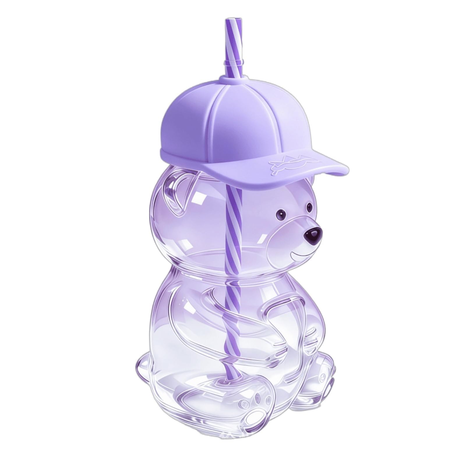 Bear Cup with Lid and Straw, 20oz Borosilicate Glass Mug for Hot & Cold Drinks, Cute Bear Shaped Tumbler, Leak-Proof Gift for Valentine‘s Day & Holidays (Lilac Purple) — image 1