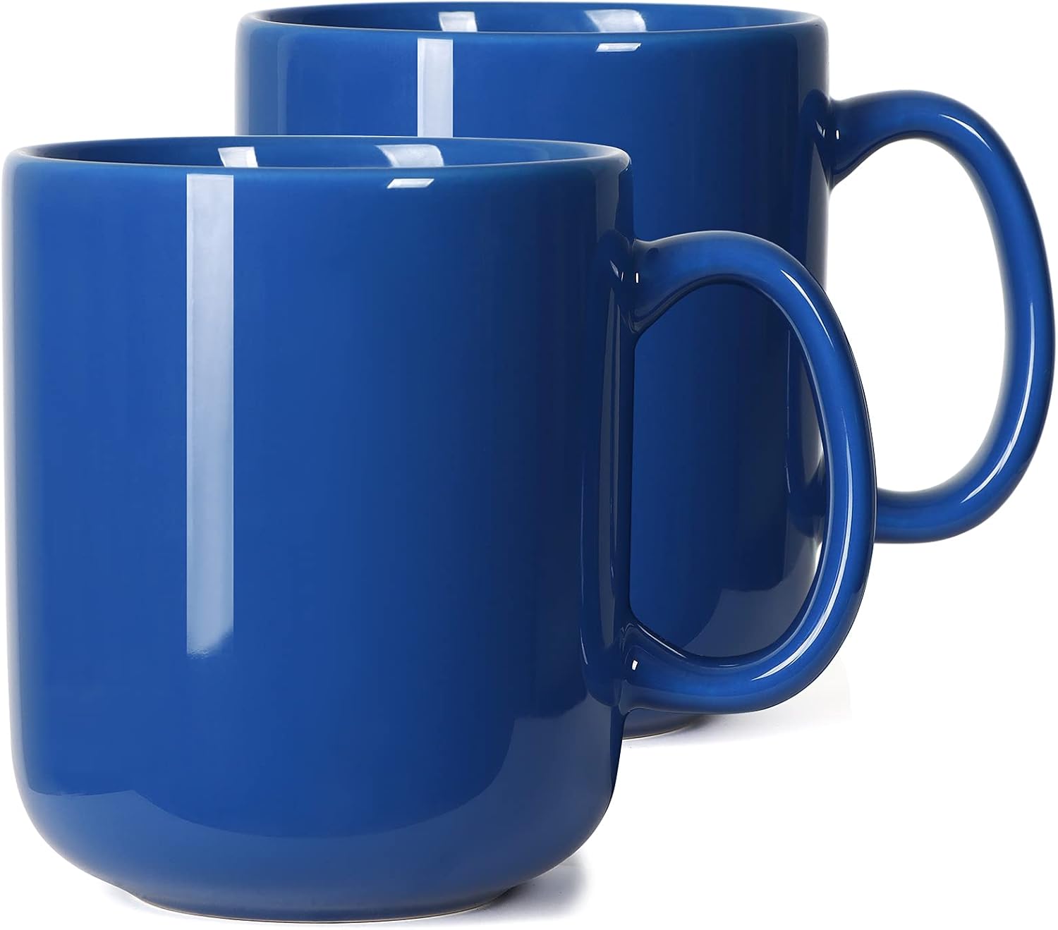 Smilatte 20 OZ Large Coffee Mug, M016 Plain Ceramic Boss Big Tea Cup with Handle for Dad Men, Set of 2, Blue