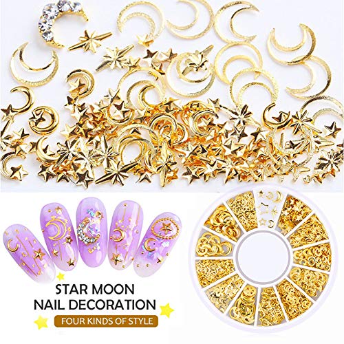 Kreativer metallischer 3D-Mond-Liebes-Stern, Herz, Blume, Nagel-Ornamente, Schmuck – 3# – Bild 5