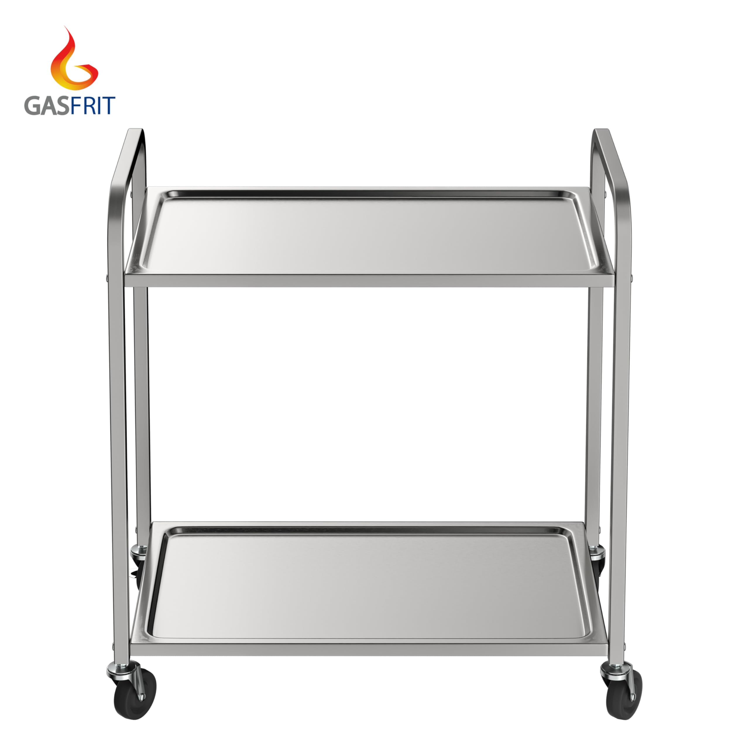 Carro de Servicio de Acero Inoxidable 2 y 3 Estantes 750x400x835 mm – Capacidad hasta 500 kg – Carrito Profesional para Hostelería, Cocina, Restaurante o Comedor (2 Estantes)