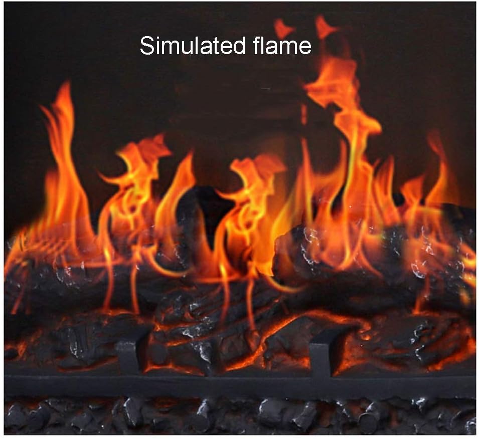 Fireplace Electric Stove Heater with 3D Flame Effect 1400W Portable Freestanding for Living Room Bedroom Adjustable Thermostat No Noise 432x254x515m