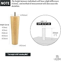 LA VANE Tömörfa Bútorlábak 4 db-os Szett - 10 cm Kúpos Cserélhető Lábak Rögzítőlemezekkel Kanapéhoz, Ágyhoz, Szekrényhez, 300 kg Teherbírás - 4" / 10cm, Clear Lacquer Conical 5