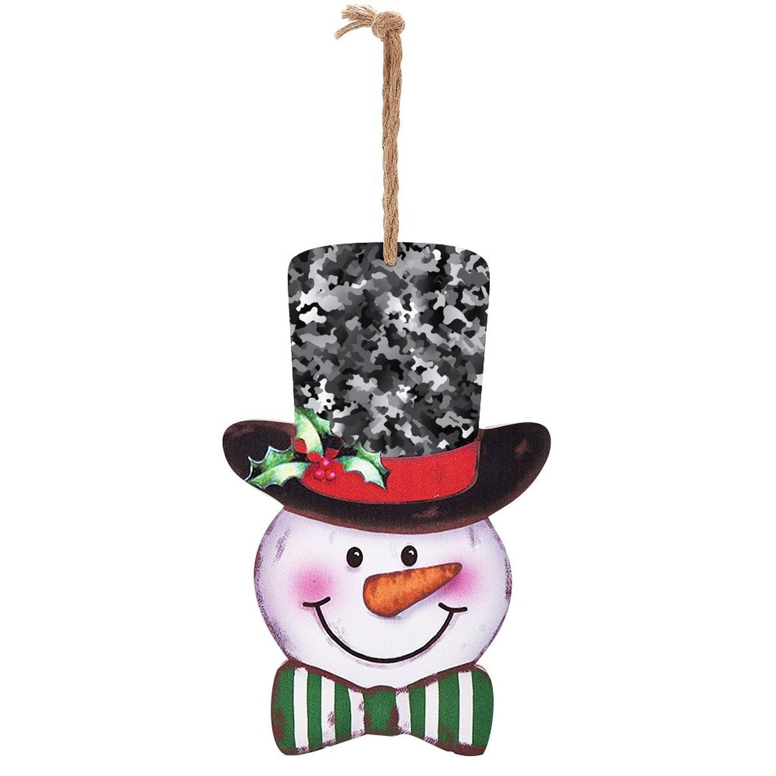 Panneau bois bonhomme de neige imprimé camouflage gris et blanc tendance