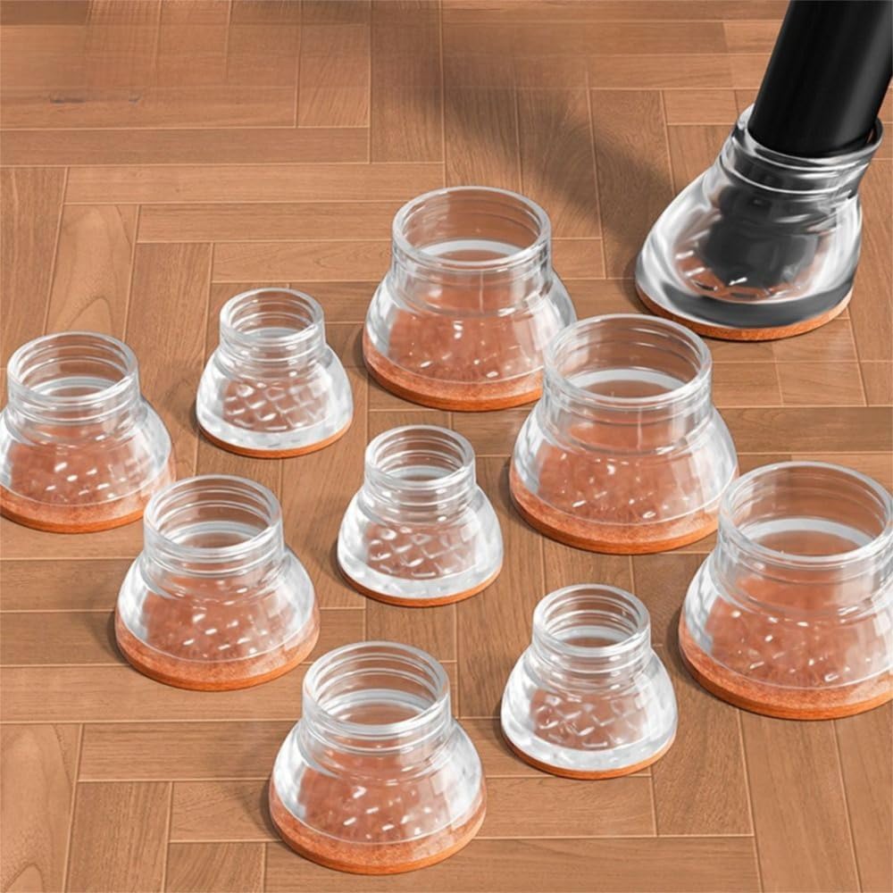 4-Piece Round Furniture Felt Pads Set - Durable, Portable, Reduces Floor Friction for Chairs and Tables(Black 26-32mm)