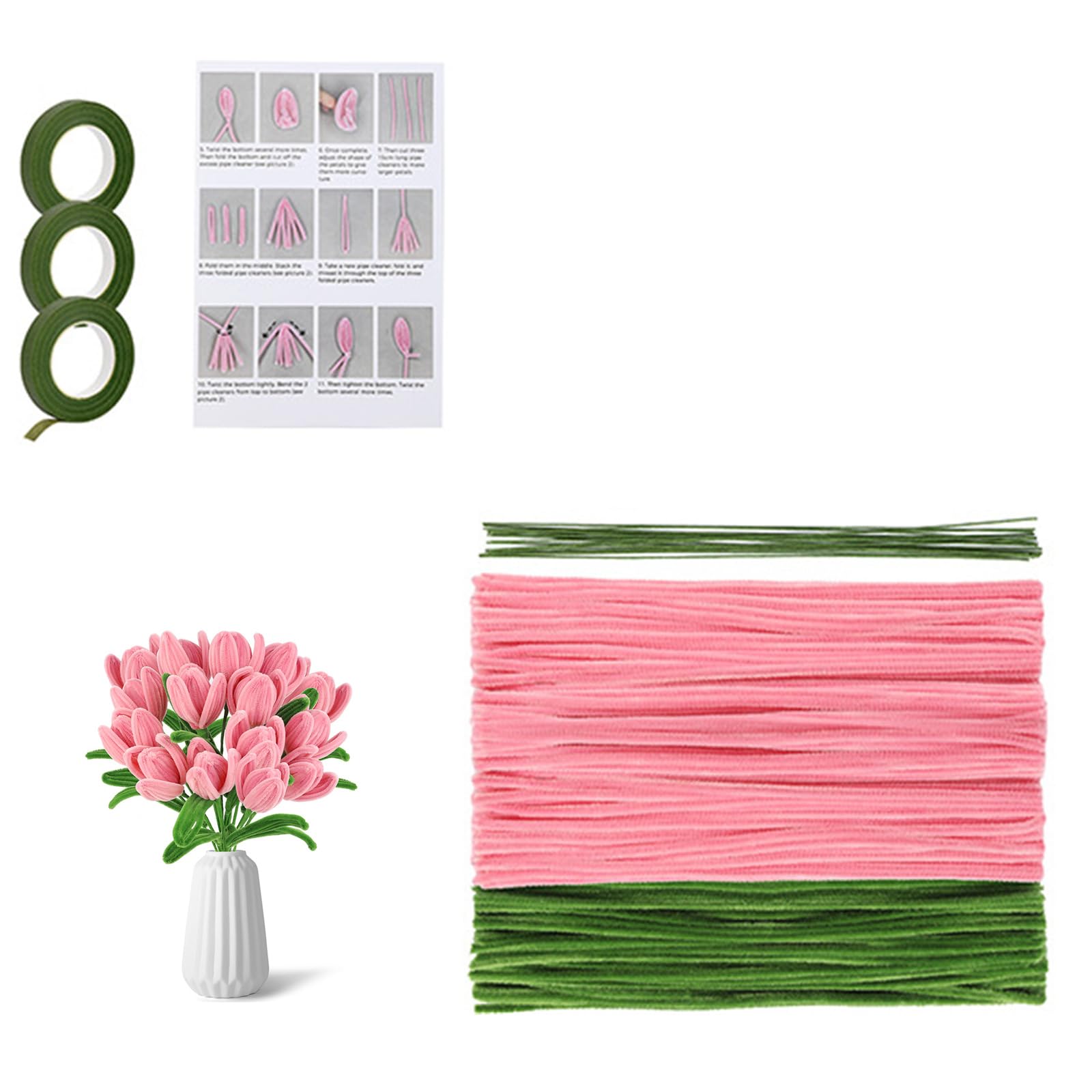 TFAOYS Materials Artificial Plant Decorative Materials Twist Stick Tulips/Sunflowers Bouquet Crafting Supplies Flower