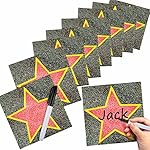 25 Packs Movie Star Sticker Decorations Movie Night Party Decorations with Black Marker Red Carpet Theme Party Stickers Stars of Fame Decor Theater Graduation Birthday Supplies