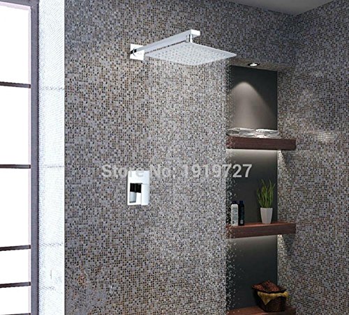 AllureFeng 10 pouces carrés pommeaux de douche économiseurs d'eau moderne salle de bains douche pression du système mural équilibre Set Cover