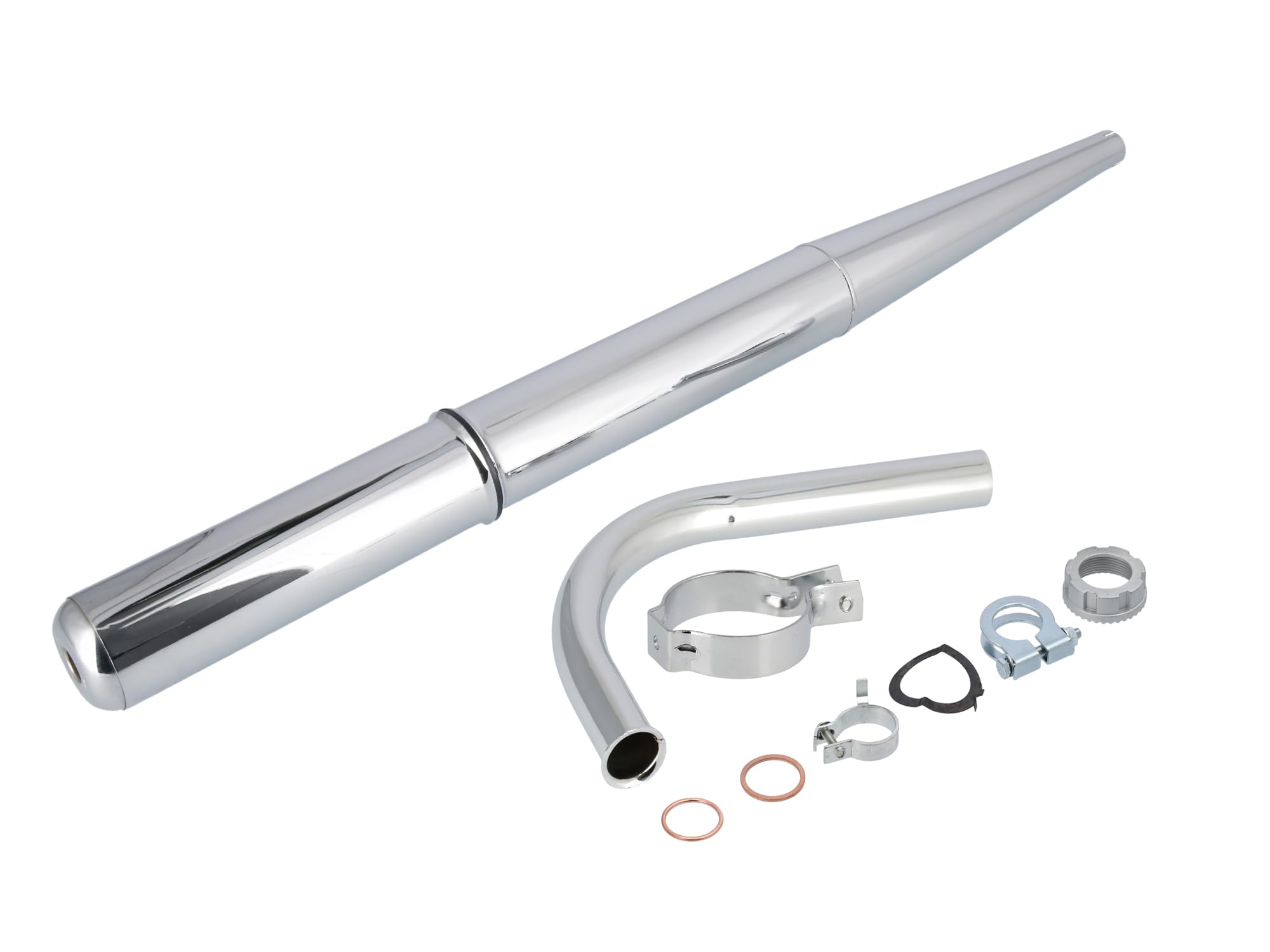Set: Auspuff Standard Chrom komplett - für Simson Schwalbe KR51/1, SR4-3, S