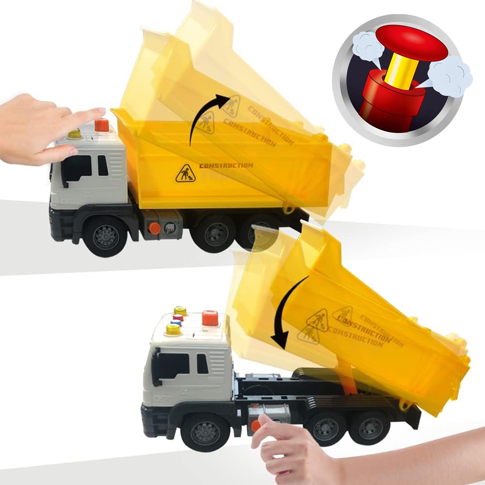 Scala 1:16 Autoribaltabile,Grande camion Giocattolo,Camion Dumper,Dumper Ribaltabile,Cassone Ribaltabile,Dump Truck con Luci e Suoni Funzione Camion Giocattolo Regalo per Bambini 3 4Anni