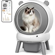 Self Cleaning Litter Box for Multiple Cats, 15L Large Automatic Litter Box with Smart APP Control, 35dB Ultra-Quiet Self-Cleaning Cat Litter Box, Dual Safety Infrared Sensors, Smell-Free, Gray-A