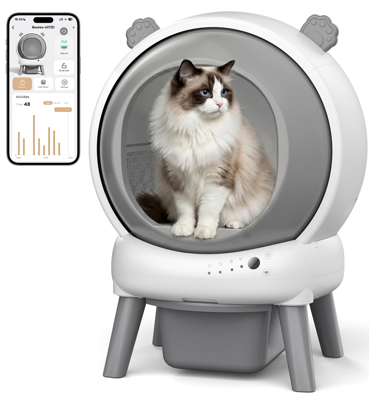 Photo 1 of Self Cleaning Litter Box for Multiple Cats, 15L Large Automatic Litter Box with Smart APP Control, 35dB Ultra-Quiet Self-Cleaning Cat Litter Box, Dual Safety Infrared Sensors, Smell-Free, Gray-A
