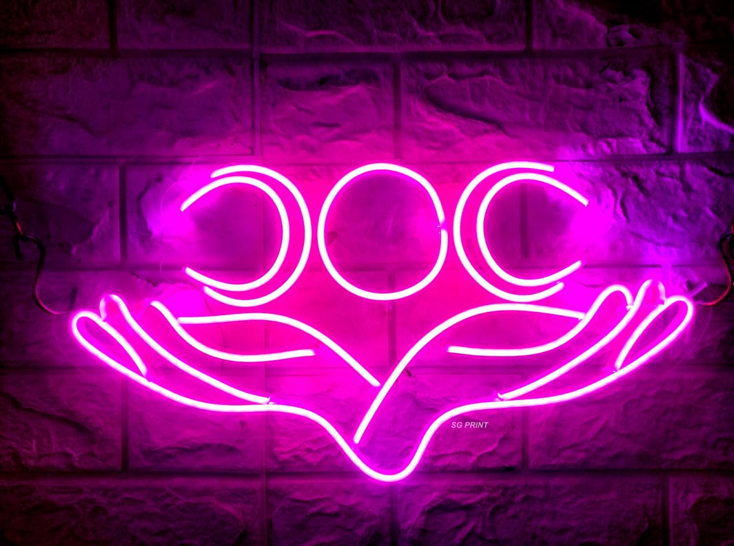 LUXURY SIGN INDIA Moon Neon Sign LED Light For Girl's Room Wall Decor Art Decorative Moon Christmas Lamp Night Lights Indoor for Home,Bedroom,Office,Dorm,Party,Thanksgiving(12x10) purple-image-12