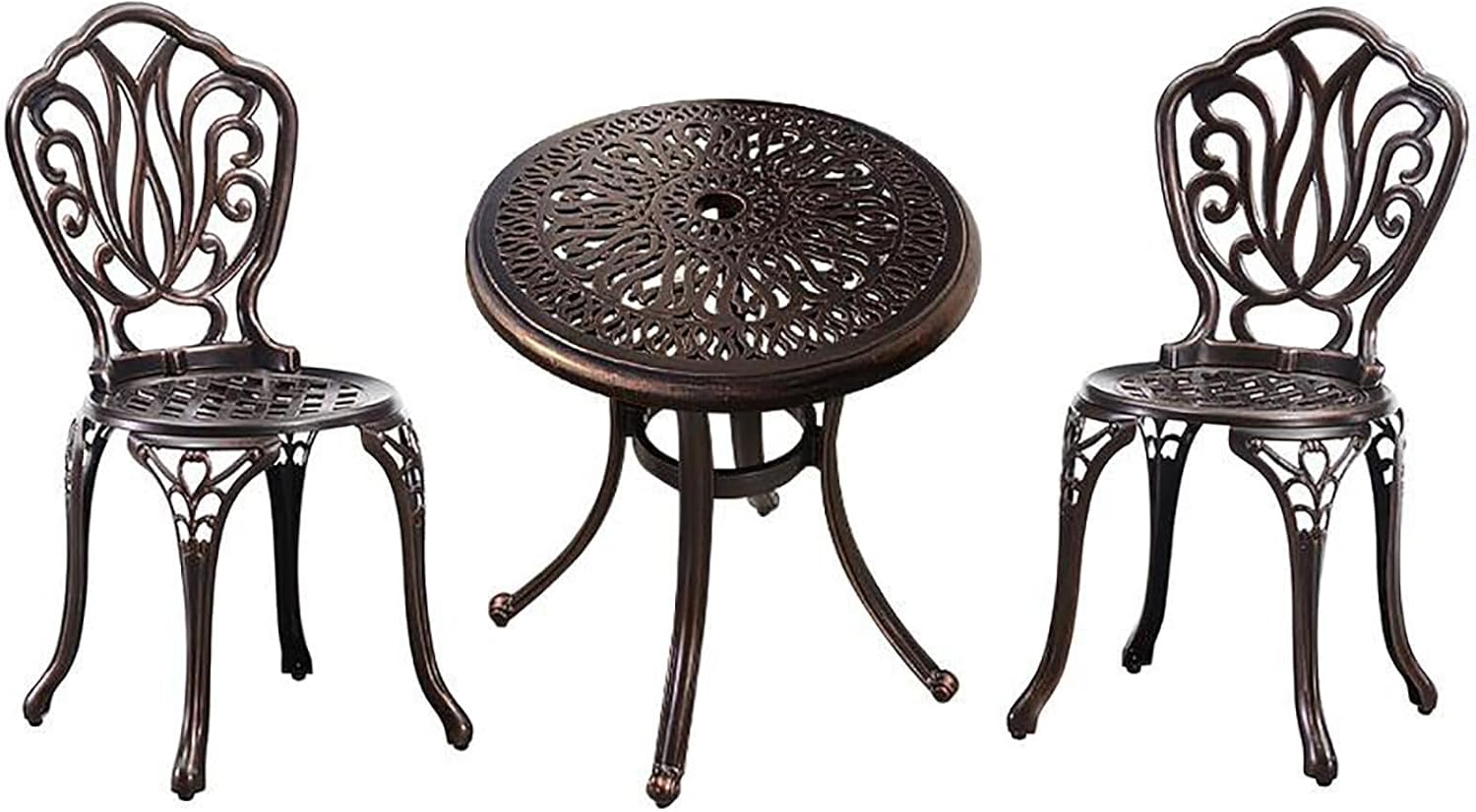 YANLD Outdoor Tables Chairs Outdoor 3 Piece Outdoor Bistro Table Set, Cast Aluminum Patio Bistro Set 2 Piece Patio Table Chairs With Patio Umbrella Hole, Balcony 3Pieceset-4 YANLD Outdoor Tables Chairs Outdoor 3 Piece Outdoor Bistro Table Set, Cast Aluminum Patio Bistro Set 2 Piece Patio Table Chairs With Patio Umbrella Hole, Balcony 3Pieceset-4