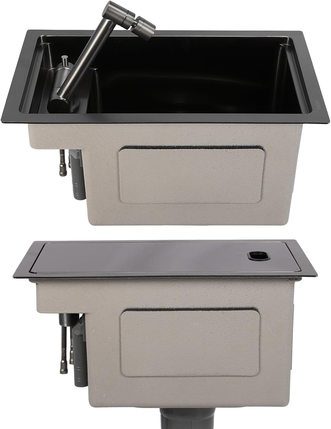 Generic RV Kitchen Sink 16.9x9.8x8.7 Inch Undermount Bar Sinks with 304 Stainless Steel Single Bowl Sink for Home Outdoor Prep Use