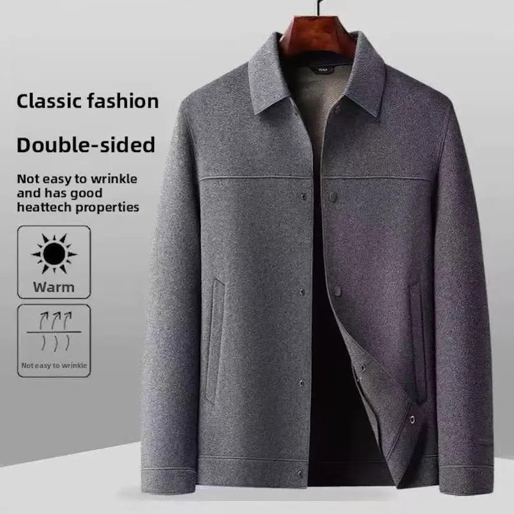 Autumn Winter Men's Double sided Jacket Wool Thickened Warm Business Casual Coat