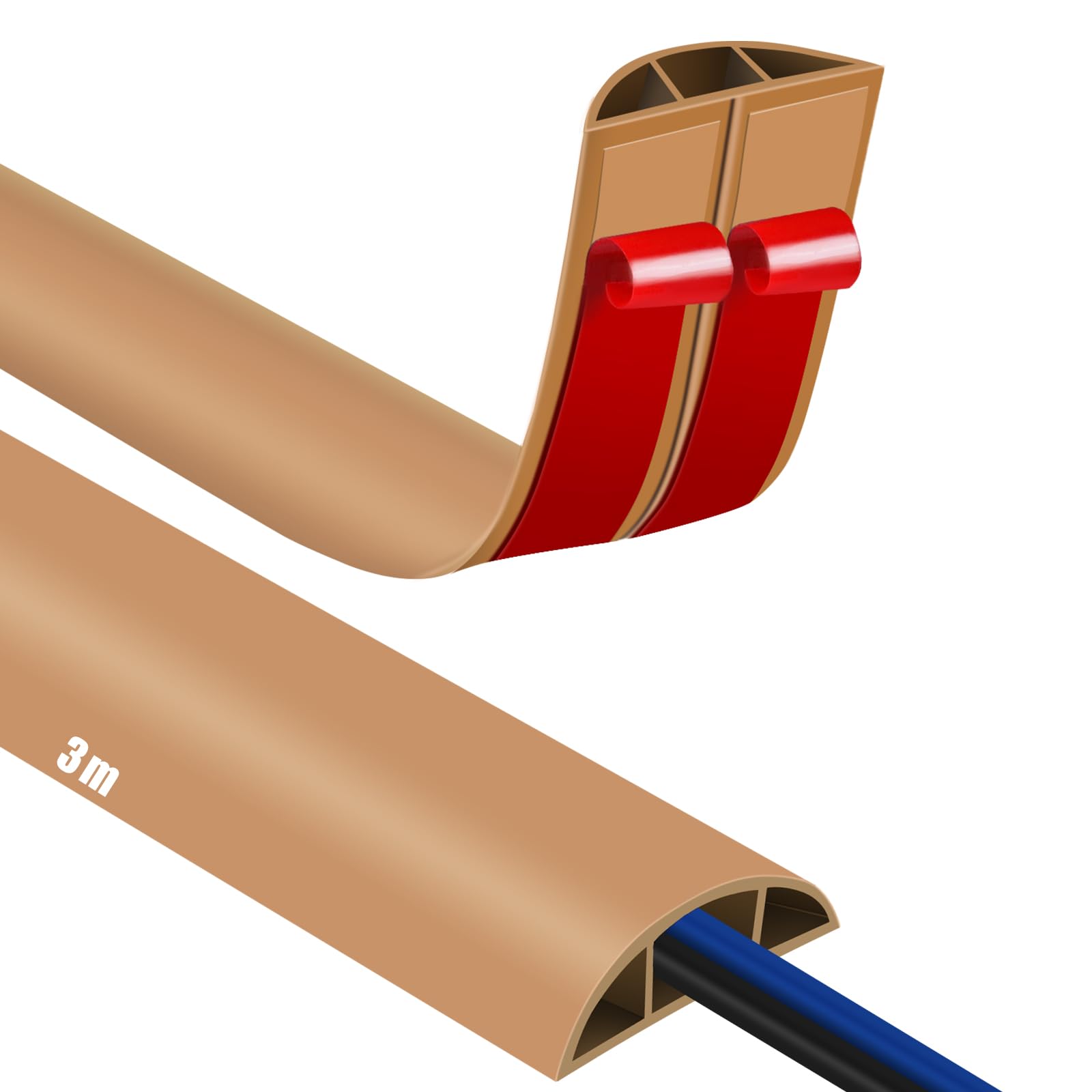 Canaletas para Cables Adhesivas, Madera Pasacables Suelo Goma, Canaleta Cables, para Uso en Oficinas, Escuela, Almacén, Conciertos, Etc, para Proteger Los Cables Evitar Riesgos deTropiezo — view 41