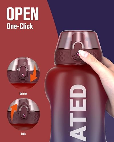 Miniatura 5 de Gohippos Botellas de agua con tiempos para beber, botella de agua de 32 onzas con pajilla, botella de agua motivacional para gimnasio, escuela,