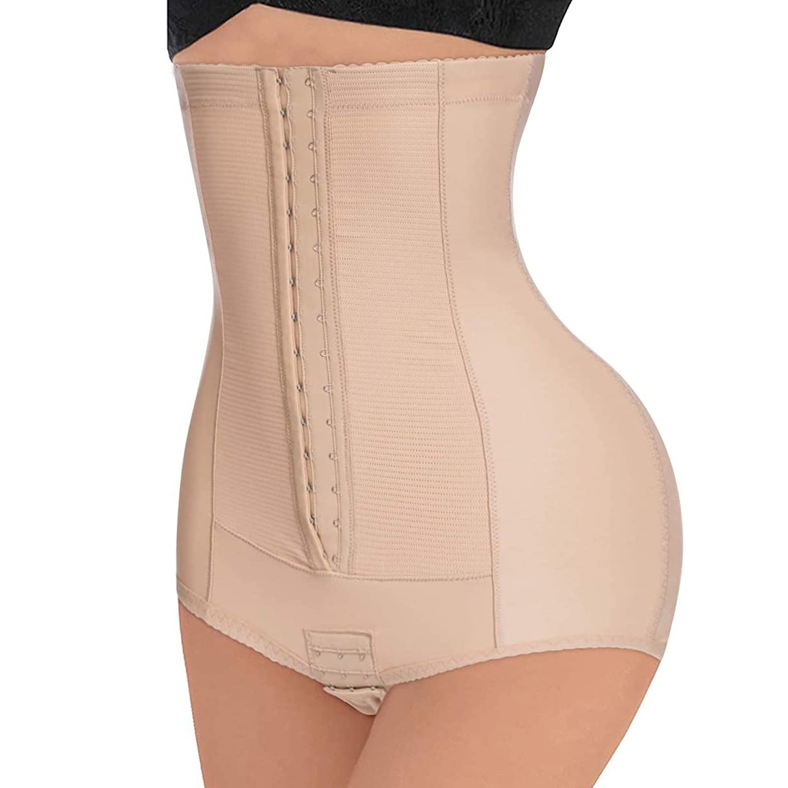 Donna Guaina Contenitiva a Vita Alta Corsetto Dimagrante Mutande Snellente Intimo Modellante Pantaloncino,Apricot-M
