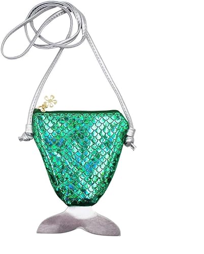 Bolso bandolera holográfico de sirena con purpurina para niños y niñas
