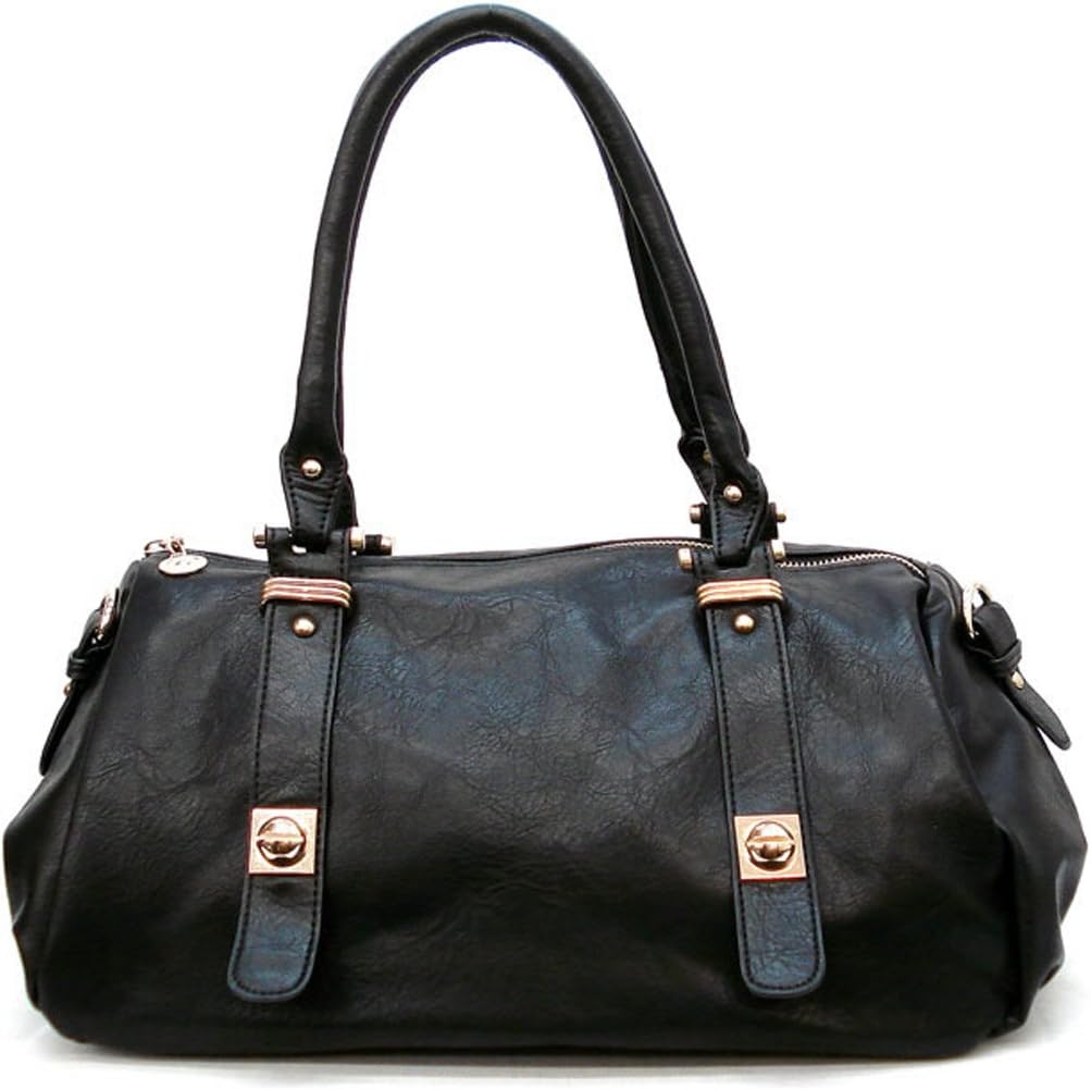 Designer Inspired Black Shoulder Bag Handbag travel pockets