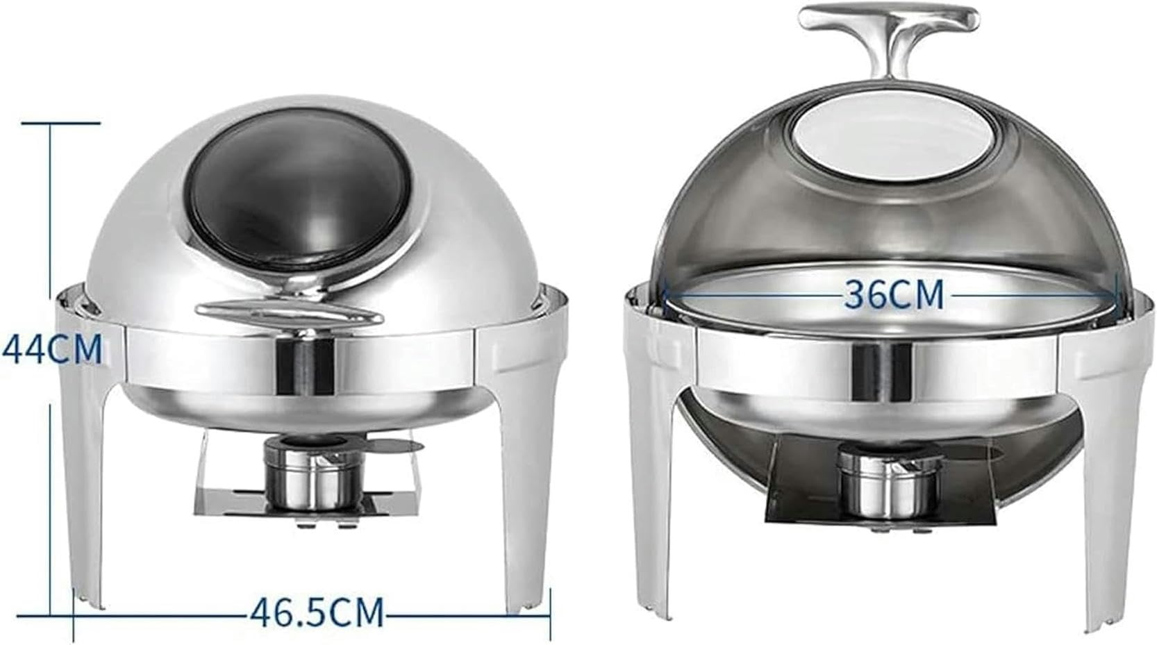 Chafing Dish Rotondo in Acciaio Inox,Set di Chafing Dish Scaldavivande Buffet,con Teglie per Alimenti E Porta-Combustibile,Set Scaldavivande per Catering,Buffet E FES