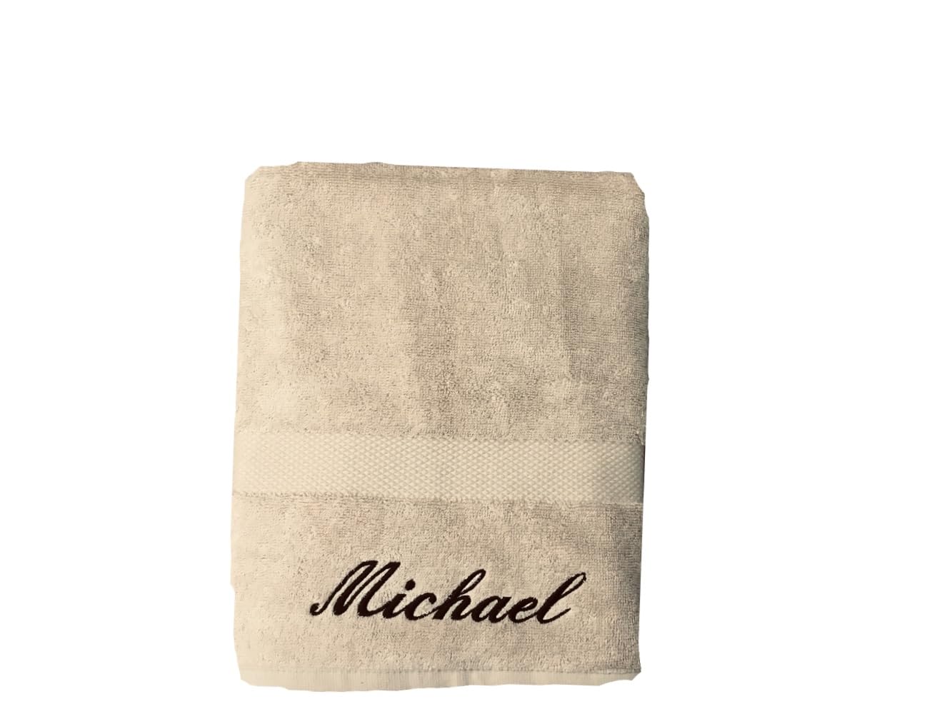 Niche Embroidery Natural Personalised Embroidered Bath Towel Gift With Name Choice (Natural)