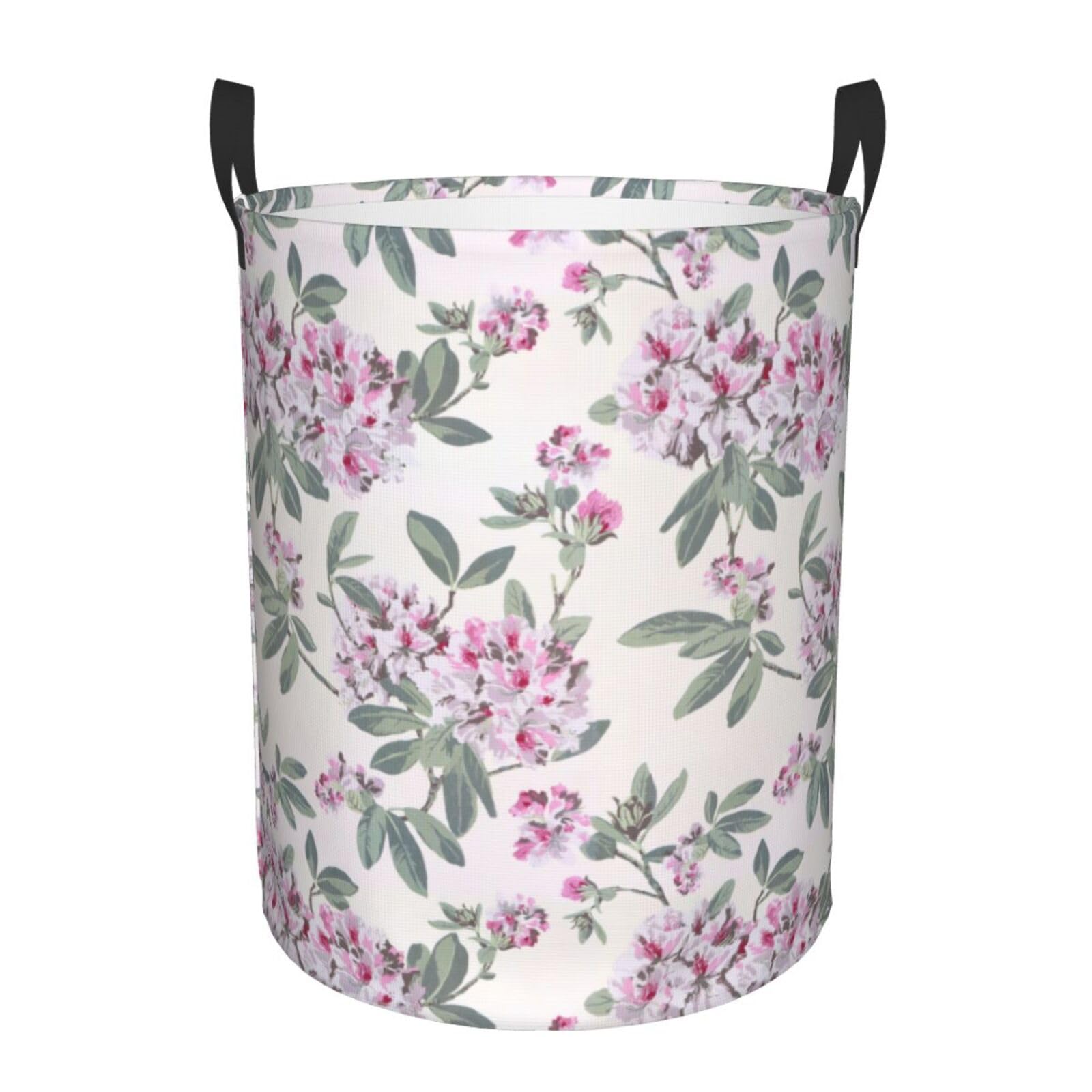 S Collapsible Round dusky rose Print Laundry Hamper