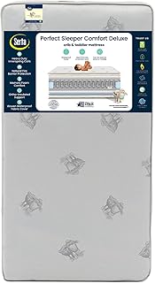 Serta Perfect Sleeper Comfort Deluxe 2- Stage Crib and Toddler Mattress - 220 Inerlocking Coils - GREENGUARD Gold Certified - CertiPUR-US - Made in USA