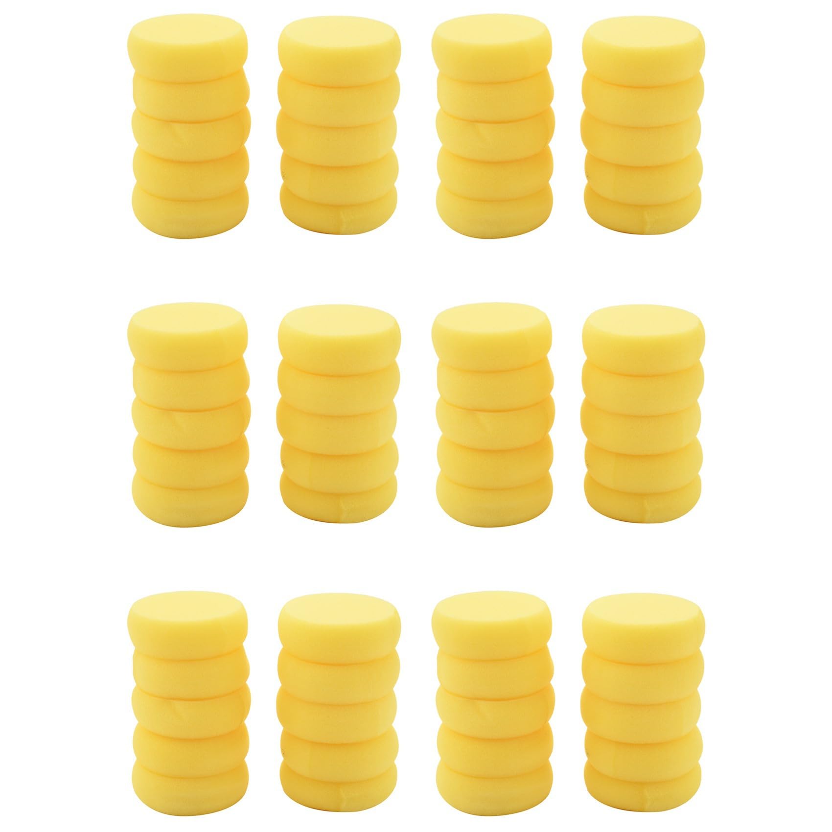 Jnchdghwa 60Pcs Round Synthetic Artist Paint Sponge Craft Sponges for Painting Pottery Watercolor Art Sponges Yellow 2.75inch