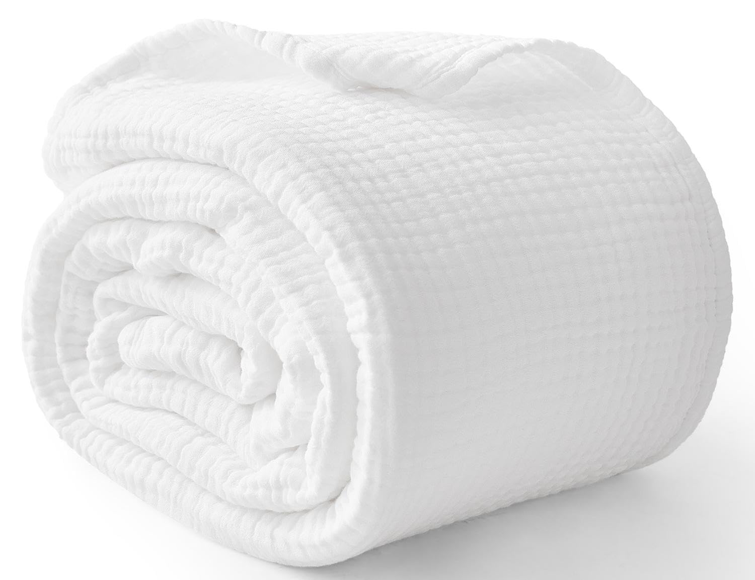 Kozyhvn 100% Cotton Muslin Blanket California King 120" x 90", 6 Layers Breathable and Lightweight Oversized Blankets for Bed, Soft Cooling Gauze Blanket for Adults All Season, White