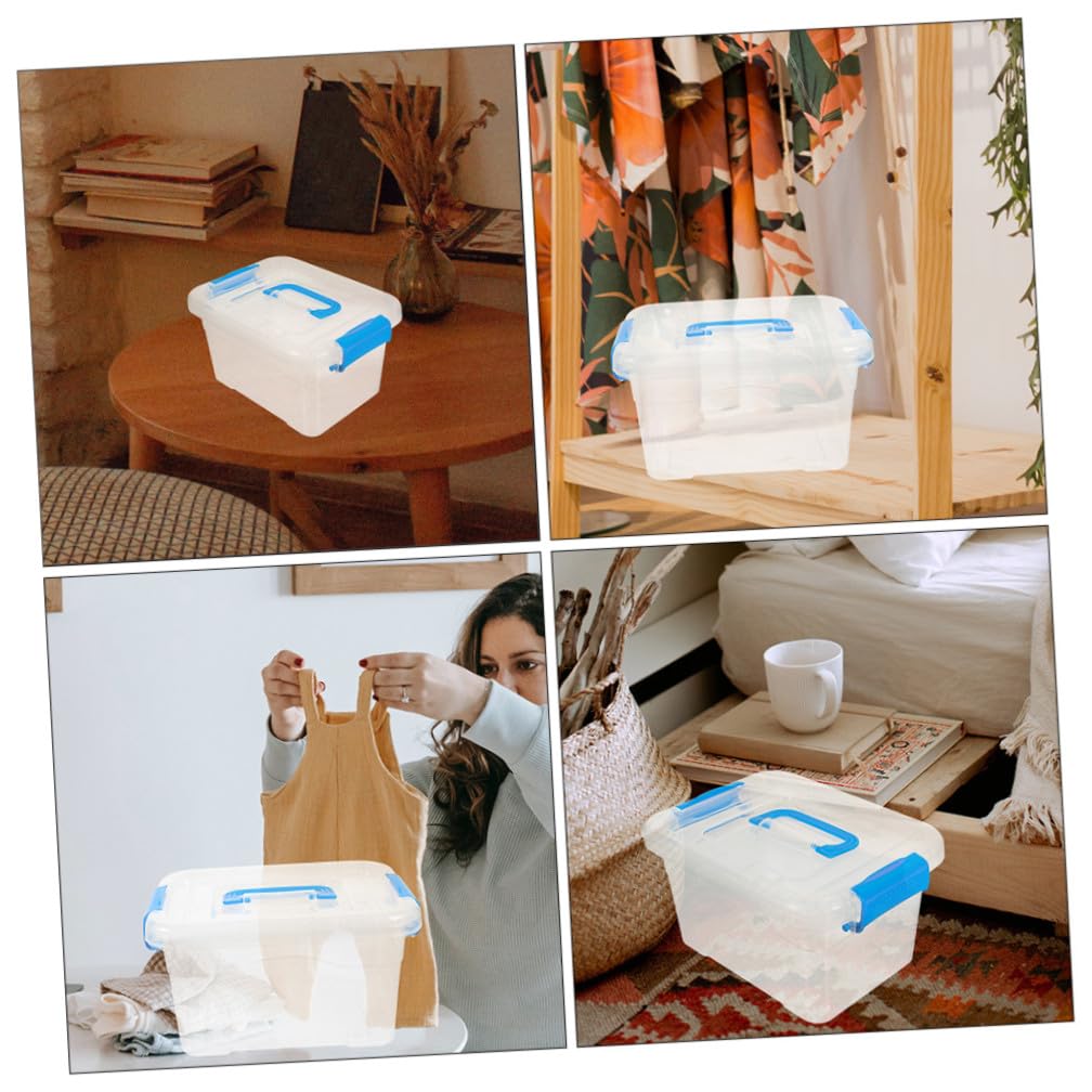 Cabilock 5pezzi Scatola Portaoggetti in Plastica con Manico Impilabile Organizzatore da Scrivania per Riporre Cosmetici e Articoli Vari con Coperchio