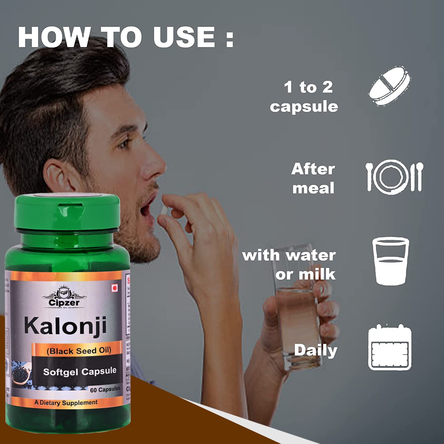 Cipzer Kalonji Oil Softgel Capsules with Ayurvedic Black Seed Extract supplement Helpful in Good Digestion, maintain cholesterol and blood sugar 60 Capsules - Image 4 thumbnail