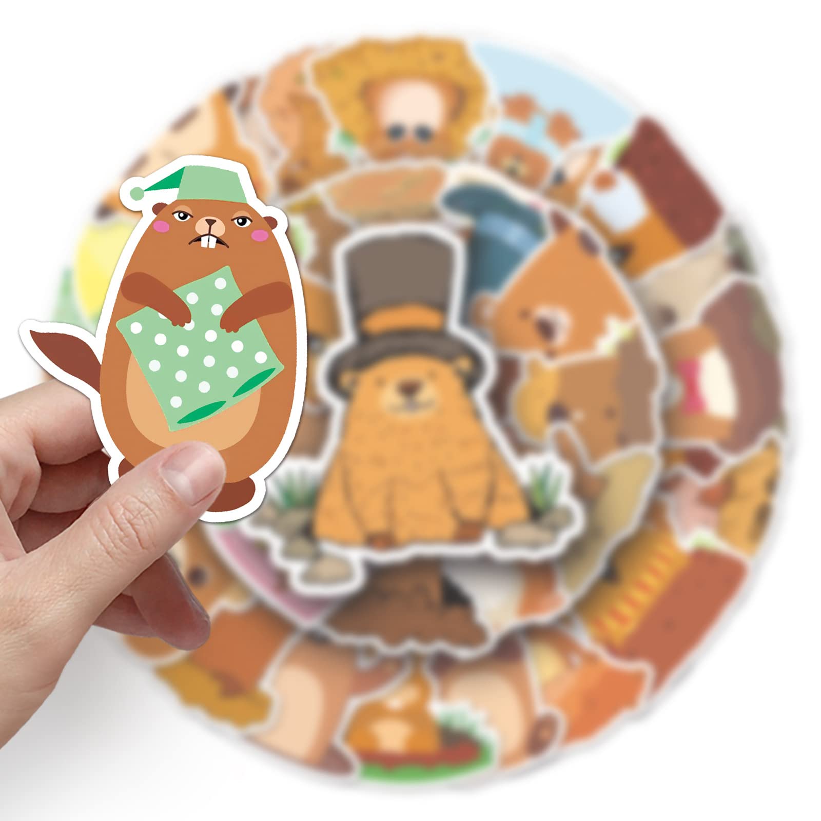 50PCS Groundhog Stickers for Water Bottle Computer Skateboard Scrapbook Phone Luggage Bike Guitar Helmet Refrigerator,Cute Cartoon Animal Waterproof Graffiti Decals for Teens Kids Adults - Image 4
