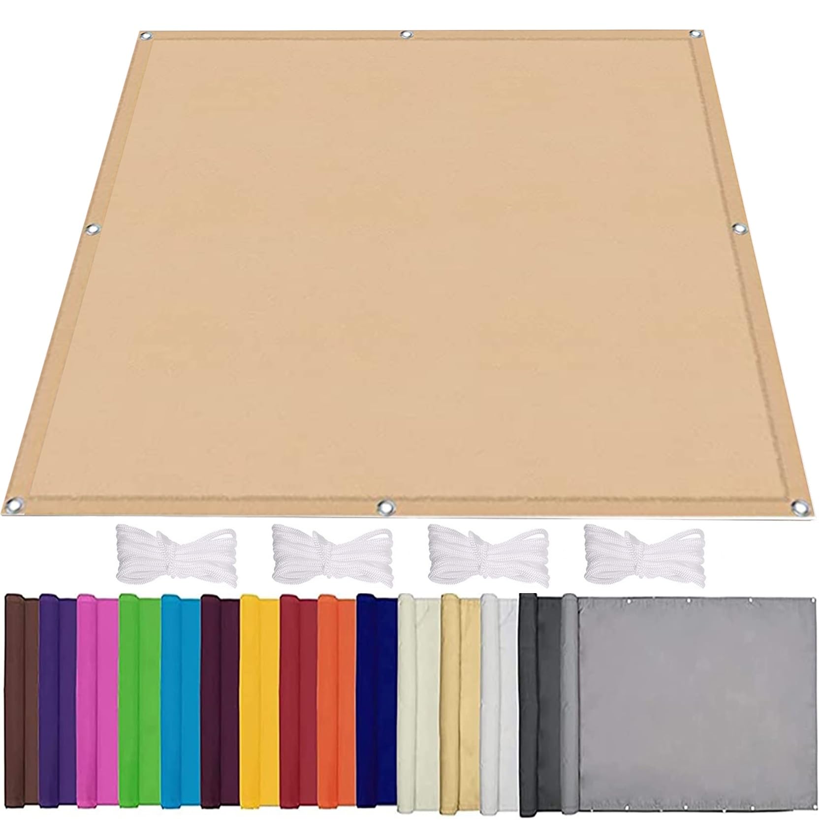 GLDYTVF Sun Shade Sail Waterproof 1.7 x 3.2m Garden Canopy Anti UV Windproof Easy Install Cream Color