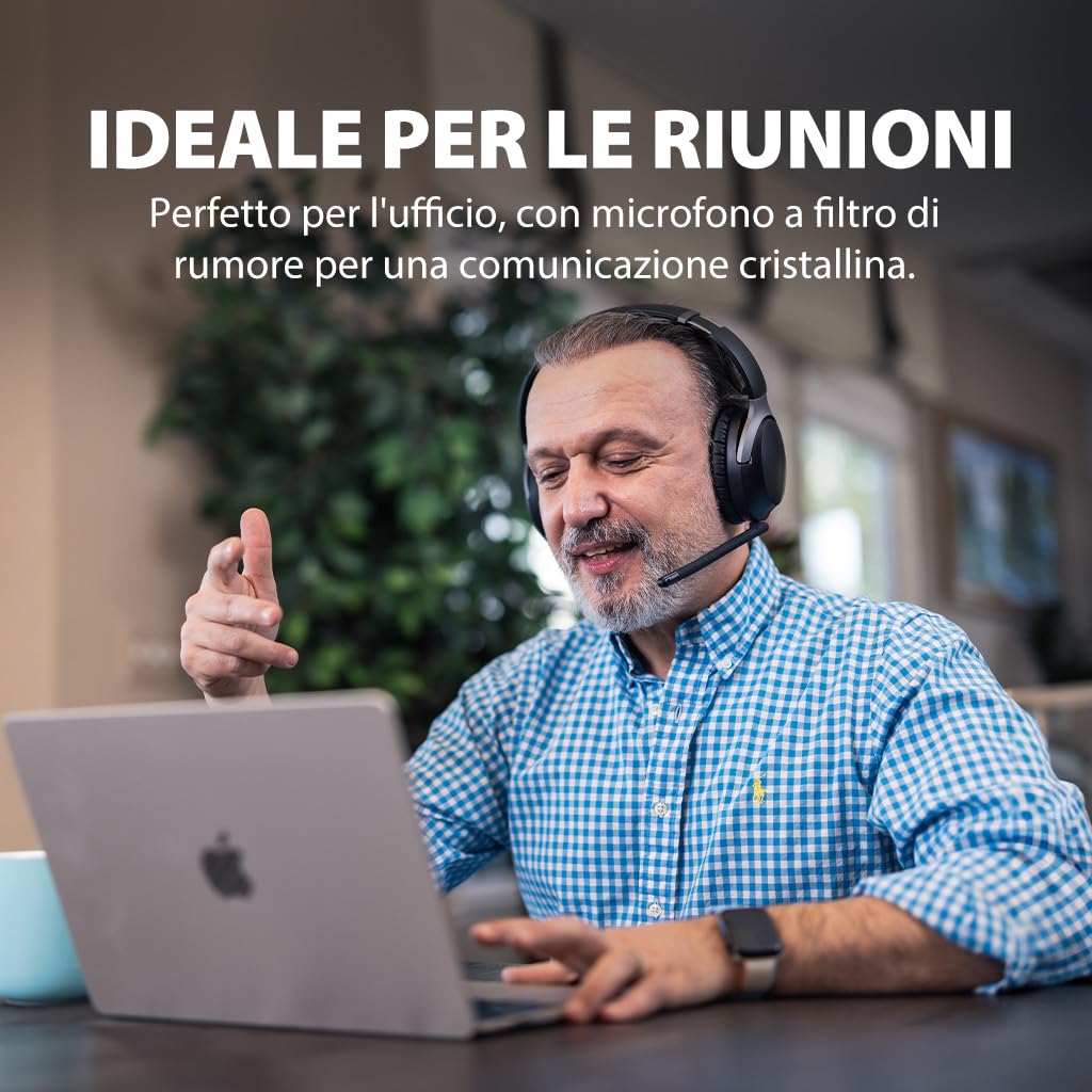 Avantalk Aria Pro 3 - Cuffie Bluetooth con Microfono Antirumore Staccabile per Lavoro - latenza 20 ms, Doppia Connessione (PC + Telefono), Dongle USB-C Wireless - per Gaming su PS5, Riunioni e Musica