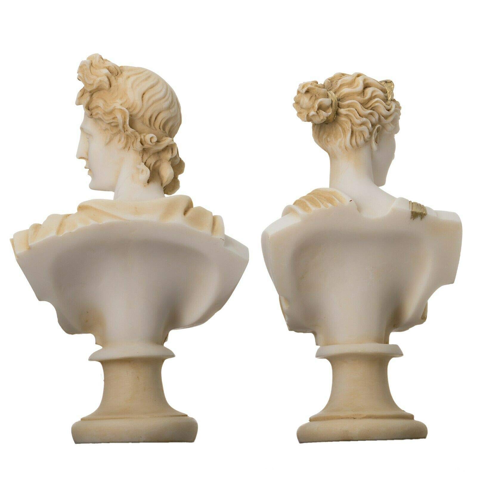 BeautifulGreekStatues Artemis E Apollo Busto Statue Greche Figurina di Dio Tono Dorato 15cm