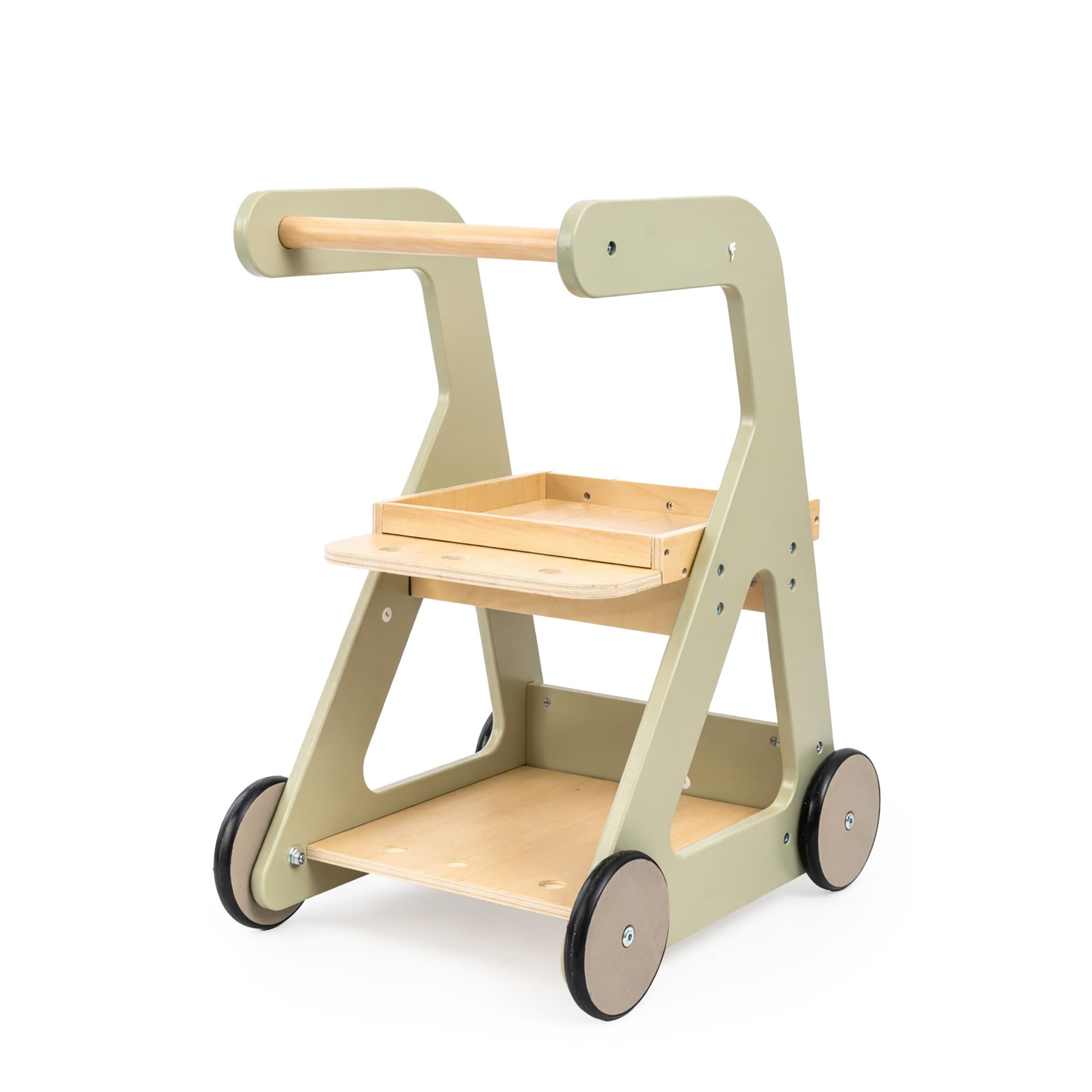 Mamabrum Carrello per la pulizia dei bambini in legno con accessori su ruote set da 11 pezzi giocattolo educativo gioco di ruolo
