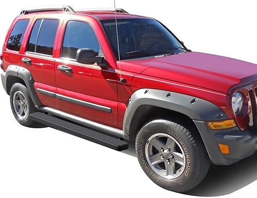 Miniatura 7 de HD Ridez Estribo de acero inoxidable de 5 pulgadas, color negro, compatible con Jeep Liberty 2002-2007 de 4 puertas (sin aletas, los rieles de roca