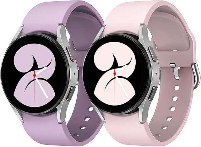 woednx Compatible with Samsung Galaxy Watch 4 Band 40mm 44mm,Galaxy Watch 4 Classic Band 42mm 46mm,Adjustable Silicone Sport Strap Replacement Band for Galaxy Watch 4 ,Gifts for Men Women(2 pack)