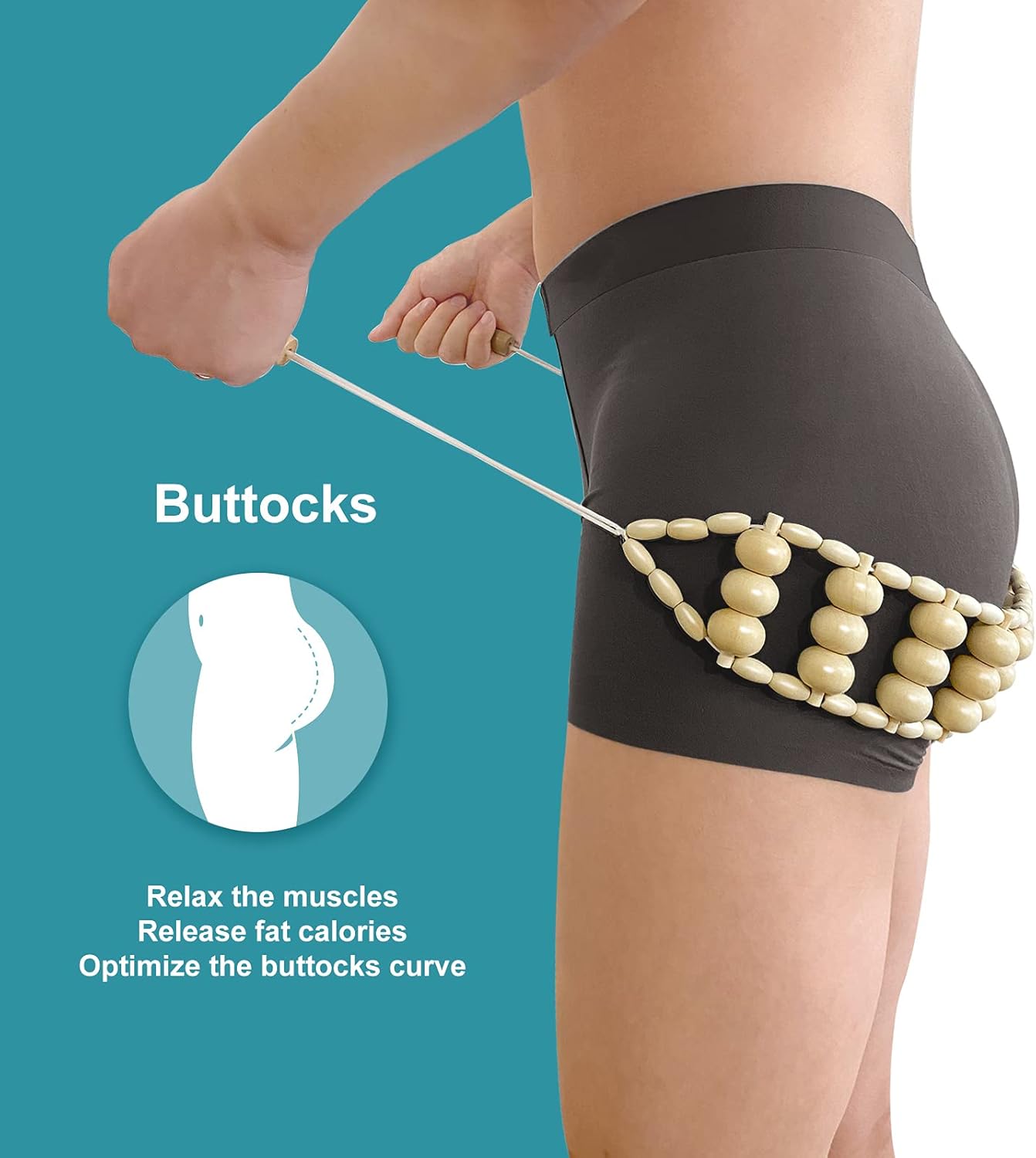 Deston Wood Back Massager Roller Rope, Manual Massage Strap for Back, Neck, Shoulders, Legs, Waist Pain Relief, Wooden Therapy Lymphatic Anti Cellulite Muscle Recovery Massage Tool : Health & Household