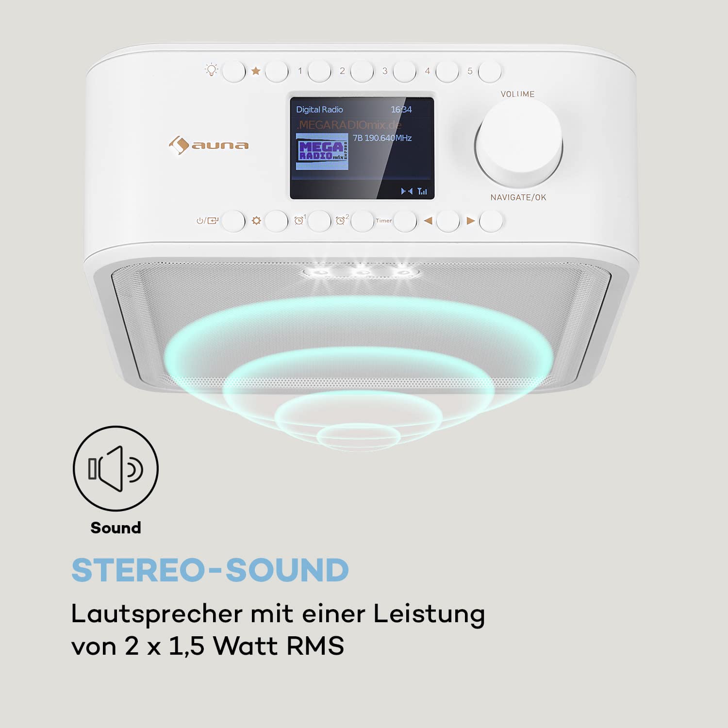 Radio Cuisine Auna Sound Maître – DAB+/FM, Bluetooth, Écran TFT Couleur, Sous Meuble, LED, 2×1,5W