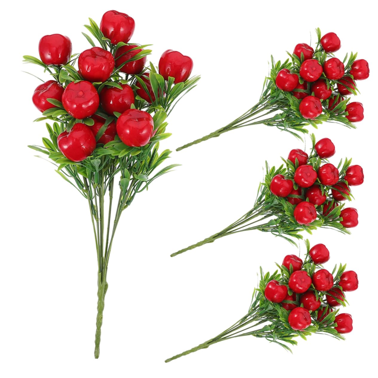 Yardenfun 4pcs Artificial Apples Tree Stem Branches for DIY Faux Apples Branch Bouquet Branch Plastic Apples Branch DIY Apples Decor Artificial Fruit Branch Party Decorations Fake Apples