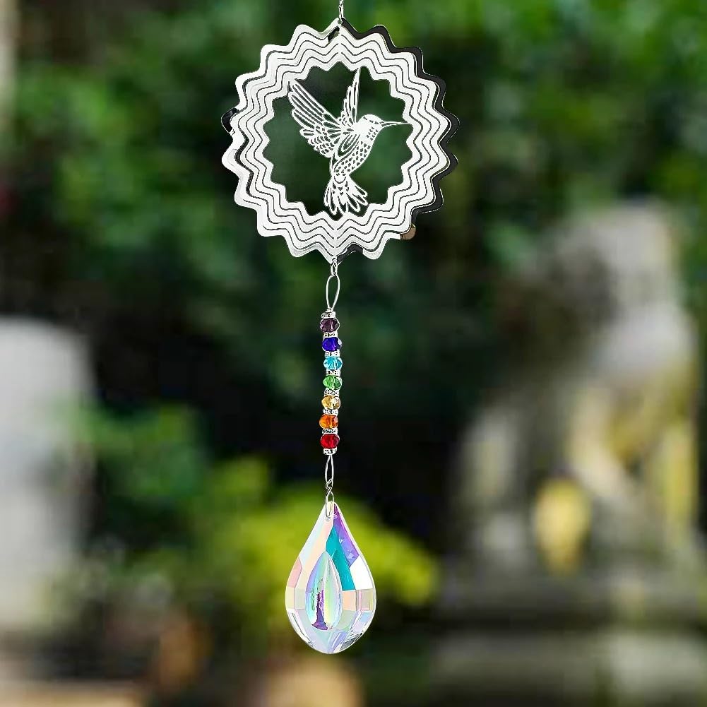 Wiatraki Suncatcher do dekoracji ogrodu Yard 3D Kuranty wiatrowe Wisząca rzeźba z kryształowym pryzmatem