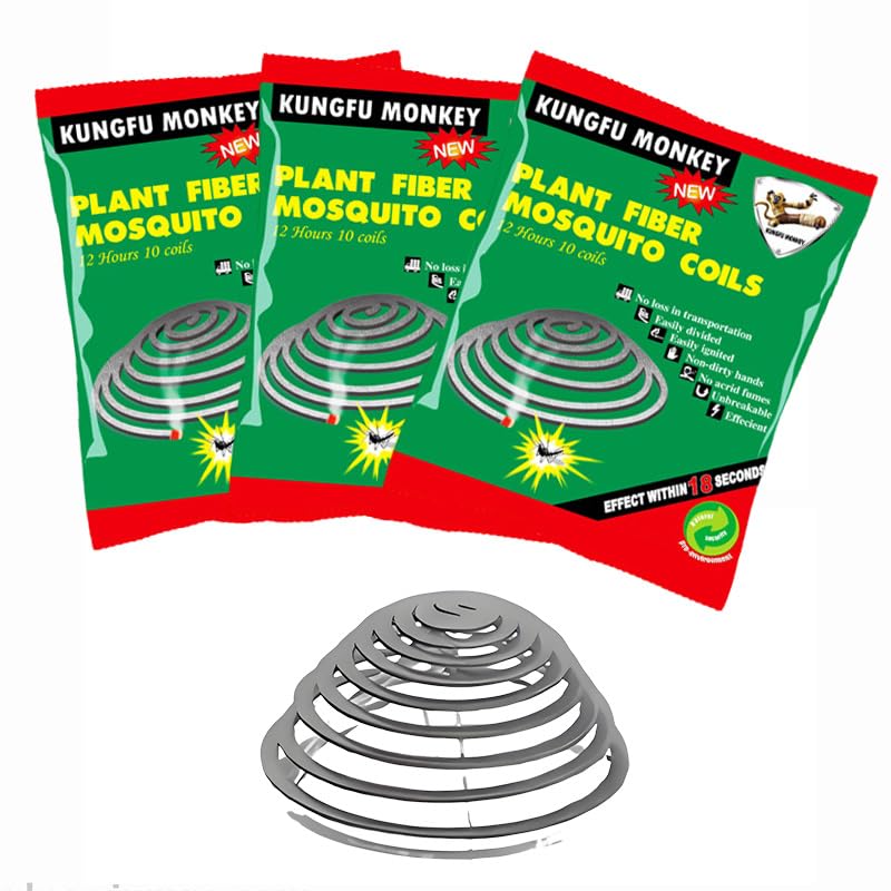 Mosquito Citronella Coils 30pcs, Plant Fiber Mosquito Repellent Coil, Smokless, unbreakable, Full protection from mosquitoes and flying insects for 12 hours per single coil